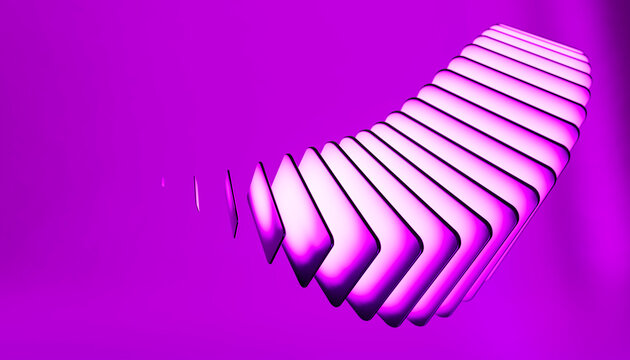 Abstract neon light bars glowing pink on purple background
