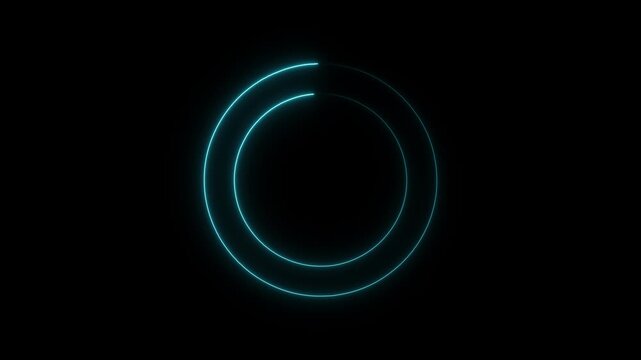 Glowing Neon Circle Light Effect Animation on Black Background