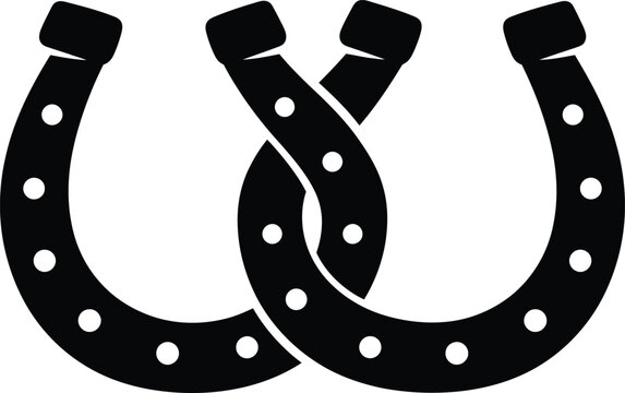 Two overlapping black horseshoe silhouettes create a classic lucky symbol for logo or tattoo art.