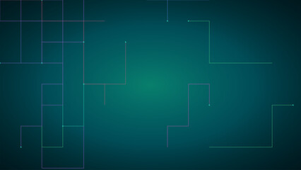 Fototapeta premium Abstract digital background with glowing neon lines and geometric grid pattern