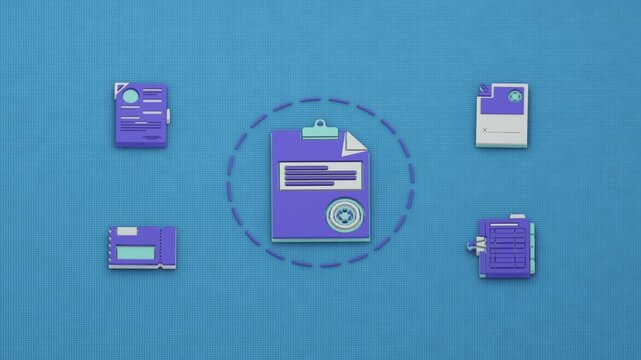 A lien notice takes focus ahead of the garnishment order that redirects funds and the release certificate that closes the legal file. Flat 3D style.