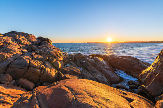 Encounter Bay sunset viewed from Port Elliot shoreline, South Australia