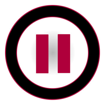 red pause icon in a black circle