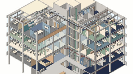 Obraz premium Modern Multi Level Office Building Interior Design.