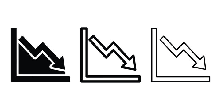Loss chart icon silhouette vector outline and line art