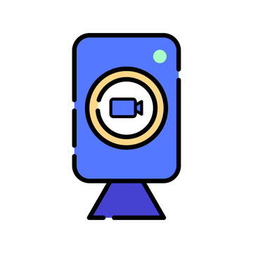 Vertical webcam with video camera symbol for virtual calling and conferencing