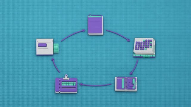 An established dunning workflow issues demands, tracks accumulating arrears, arranges installments and reconciles remittances against the ledger. Flat 3D style.