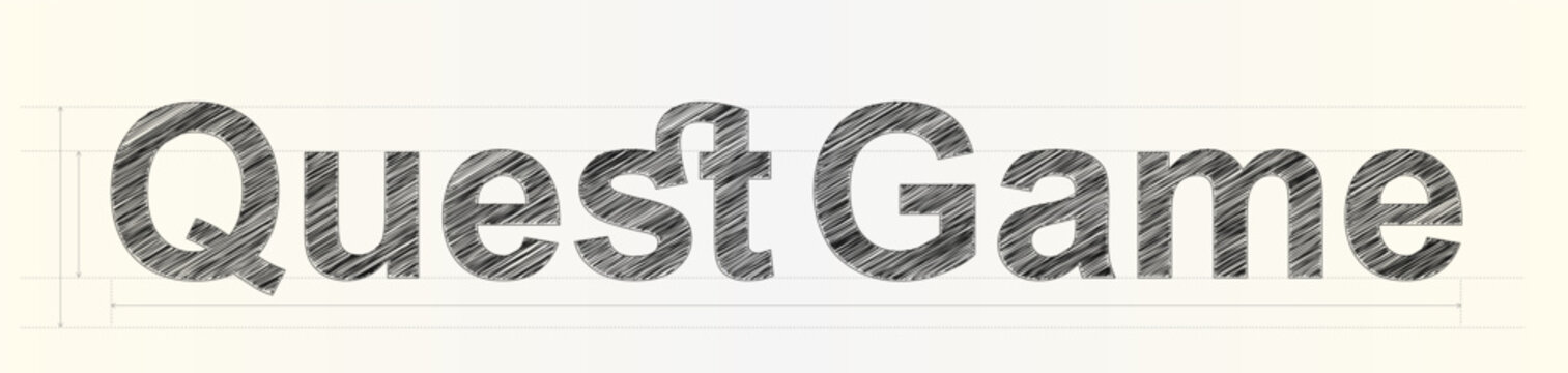 Creative text design with handwritten scribble effect for digital gaming interface or adventure branding theme elements