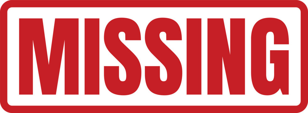 A red rubber stamp with the word MISSING to indicate lost items or urgent file status