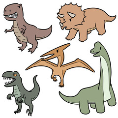 Cute dinosaur character hand drawn doodle style vector illustration © olllikeballoon