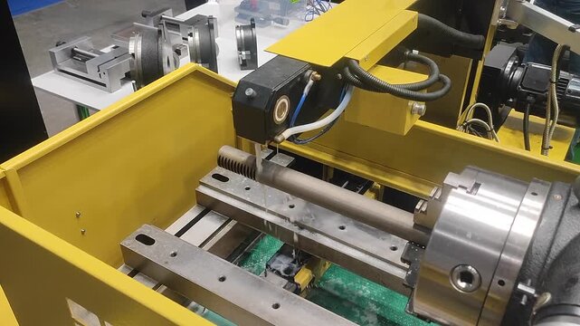 Electric Discharge Machining. Wire-cut electrical discharge machining EDM on CNC machine. Machine cutting metal with wire containing electrical discharges in liquid dielectric. High-precision process