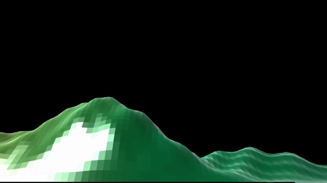 glitching digital terrain ridge with pixel noise peak, seamless loop abstract background