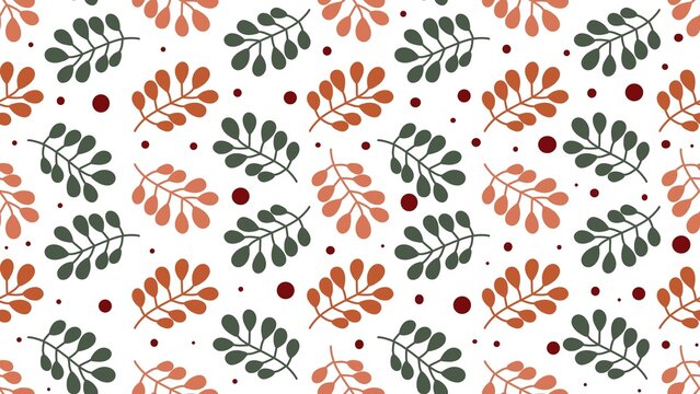 Modern Botanical Sprig Pattern on White
