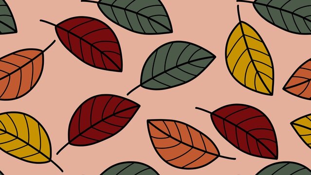 Large Abstract Autumn Leaf Pattern on Pink