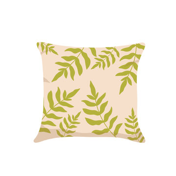 Sofa decorative pillow. Sleeping bedroom cushion, soft cushion vector illustration