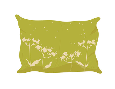 Comfy decorative sofa pillow. Modern interior living cushion, cozy bedroom vector illustration