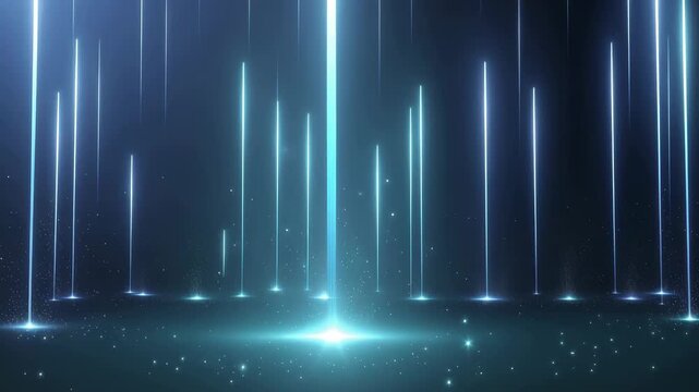 Mesmerizing animation of glowing ethereal light beams emerging from dark background with magical ambiance