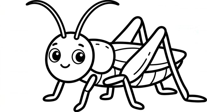 Cute Grasshopper Coloring Page Outline Vector Illustration