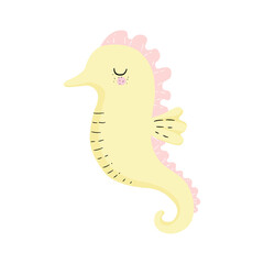 Cute Yellow Seahorse Ocean Animal Vector Clipart © Patta