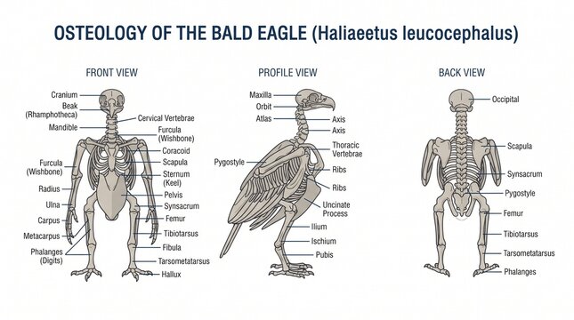 Anatomical Diagram Illustrating The Osteology Of A Bird Skeleton