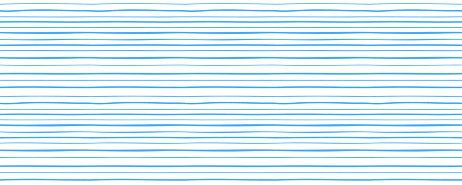 Baby squiggle pattern with bold blue wavy horizontal lines, hand drawn seamless vector background for kids textile