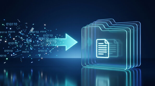 Digital data transfer to cloud storage folder icon