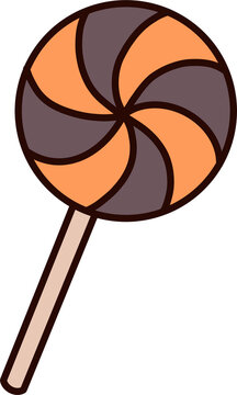Halloween lollipop candy vector illustration, spiral swirled candy icon