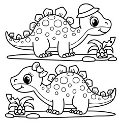 Cute Cartoon Dinosaur Coloring Pages © Valerii