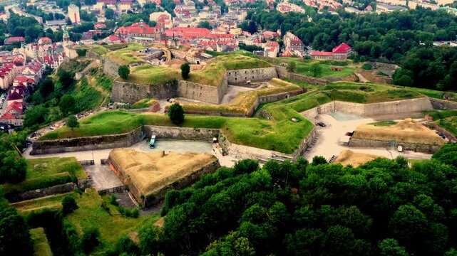 The historic Kłodzko Fortress (Twierdza Kłodzko) in Klodzko city in Poland, Extensive fortress construction from the 17th&ndash;18th centuries. The fortress is located on Forteczna Mountain, 369 m above sea