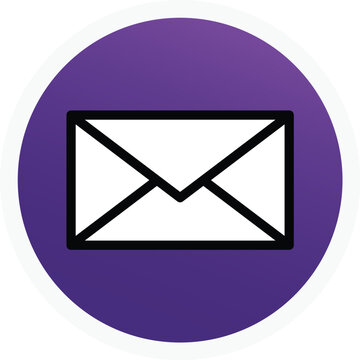 Email envelope icon in white on a purple circular background for communication interfaces
