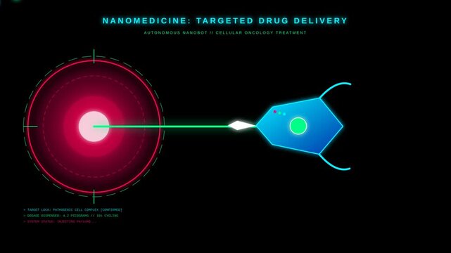 Nanomedicine Targeted Drug Delivery Interface Showing Autonomous Nanobot Cellular Cancer Treatment
