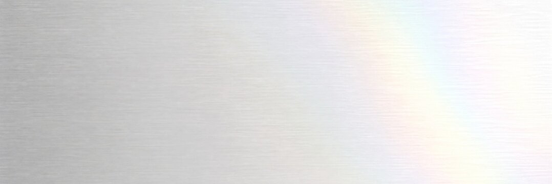 Brushed aluminum metal texture, silver metallic surface with rainbow light leak, industrial steel background for tech design