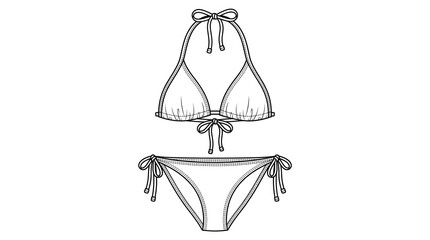 Bikini Swimwear Technical Fashion Sketch