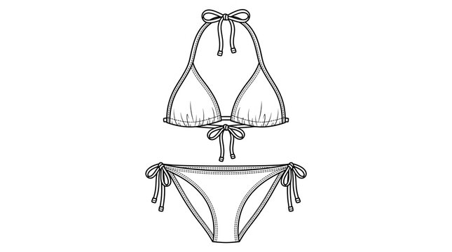 Bikini Swimwear Technical Fashion Sketch