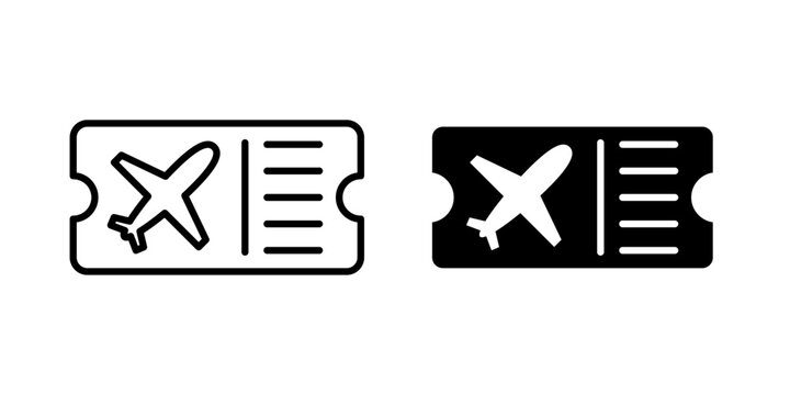 Air tickets icon representing air travel, flight booking, airline tickets, tourism, vacation planning, transportation, and international travel.