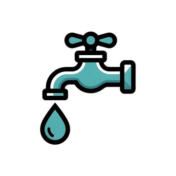 Water faucet icon with a dripping drop