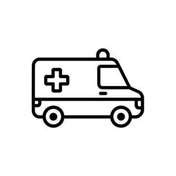 Simple ambulance vehicle line icon for medical design