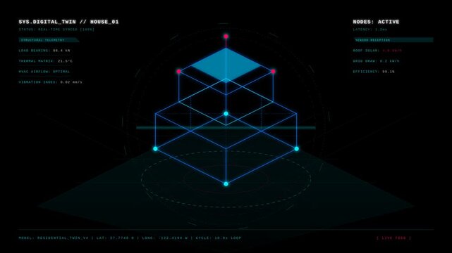 Digital Twin Interface Showing Real Time Structural Telemetry Data for Smart Building Monitoring