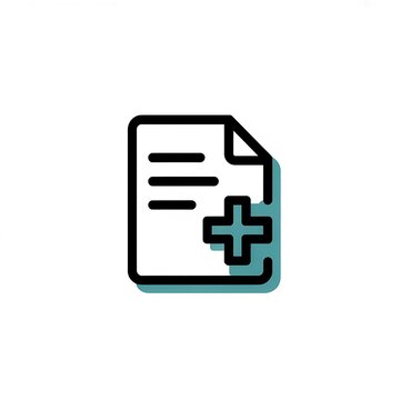 Document file icon with a green plus sign symbol