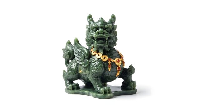 Jade Pixiu Statue Chinese Mythical Creature Figurine.