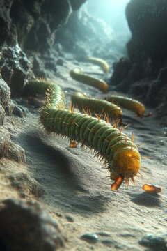 selective focus on microscopic view of enterobius vermicularis in human intestines