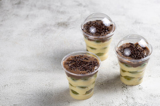 Brazilian Grape Dessert with Cream and Chocolate in Transparent Cups