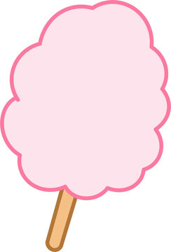Pink cotton candy on stick vector illustration, fluffy sweet cloud icon