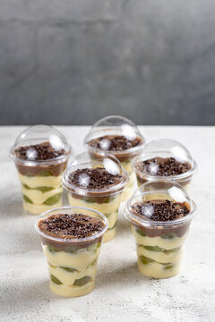 Brazilian Grape Dessert with Cream and Chocolate in Transparent Cups