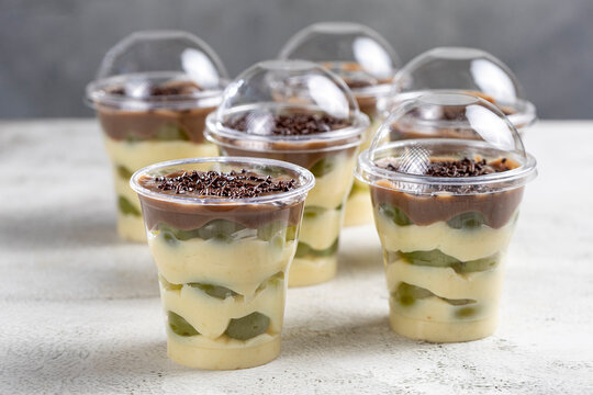 Brazilian Grape Dessert with Cream and Chocolate in Transparent Cups