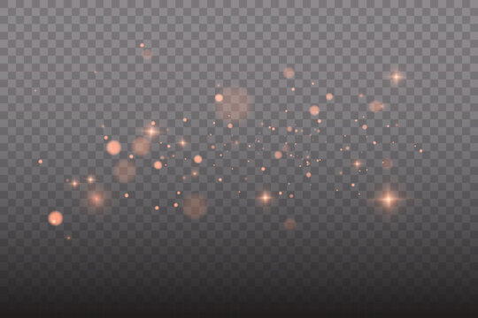 Glowing Light Particles, Sparkling Dust and Magical Fairy Dust Effect, Christmas Glow, Shimmering Bokeh, Glitter Light, Isolated on Transparent PNG Background 