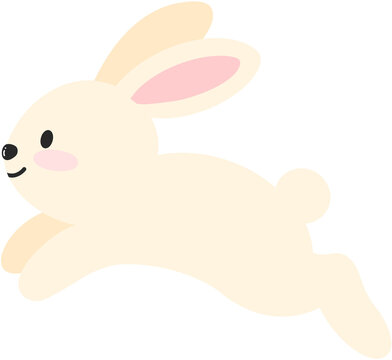 Cute Running Rabbit in Autumn Grass Illustration