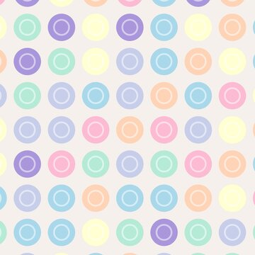 A vibrant grid of multicolored circular dots arranged on a solid black background. Each colorful circle features a subtle inner ring, creating a repetitive geometric pattern.