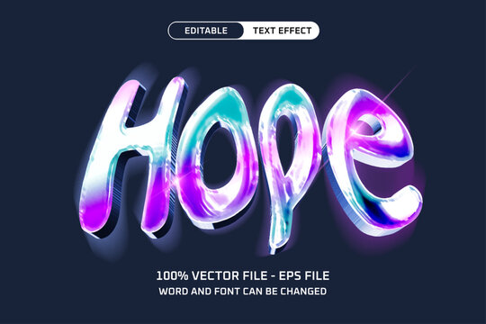 Hope Holographic Y2K Chrome Editable Text Effect