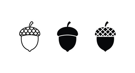 Three acorn silhouettes against a white background display varying textures © Jahanur